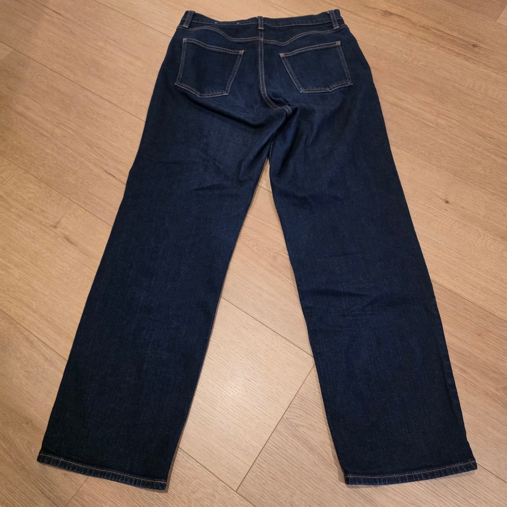 Muji Relaxed Wide Leg Jeans Womens Fits 30x30 Indigo Dark Wash High Rise Denim - Picture 10 of 11